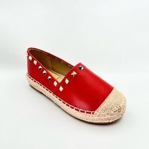 Victoria Adames Kylie Shoe in Red with Gold Stud, Size 6